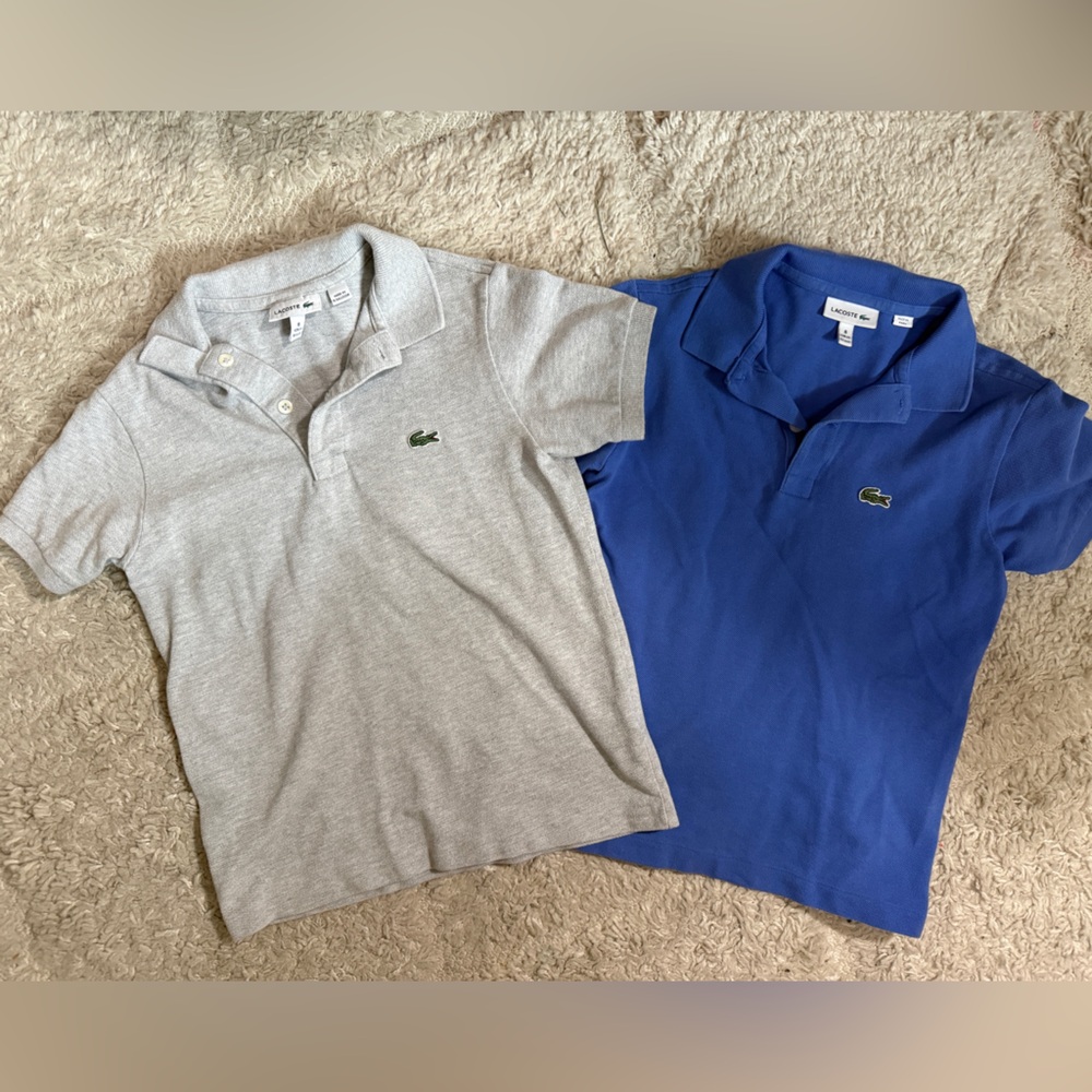 Lacoste Kids Polo Shirt Set - light gray & blue size 8